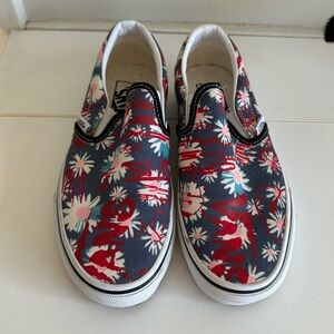 Vans Skate Slip On Summer Crew Floral Red Blue Canvas Sneaker